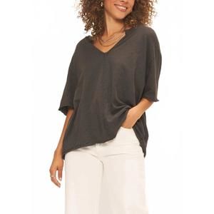 NEW PROJECT SOCIAL T georgia notch neck slub tee in black